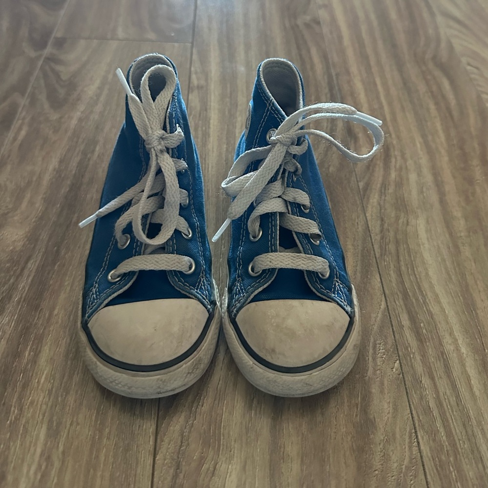 Kids Blue High-Top Canvas Sneakers